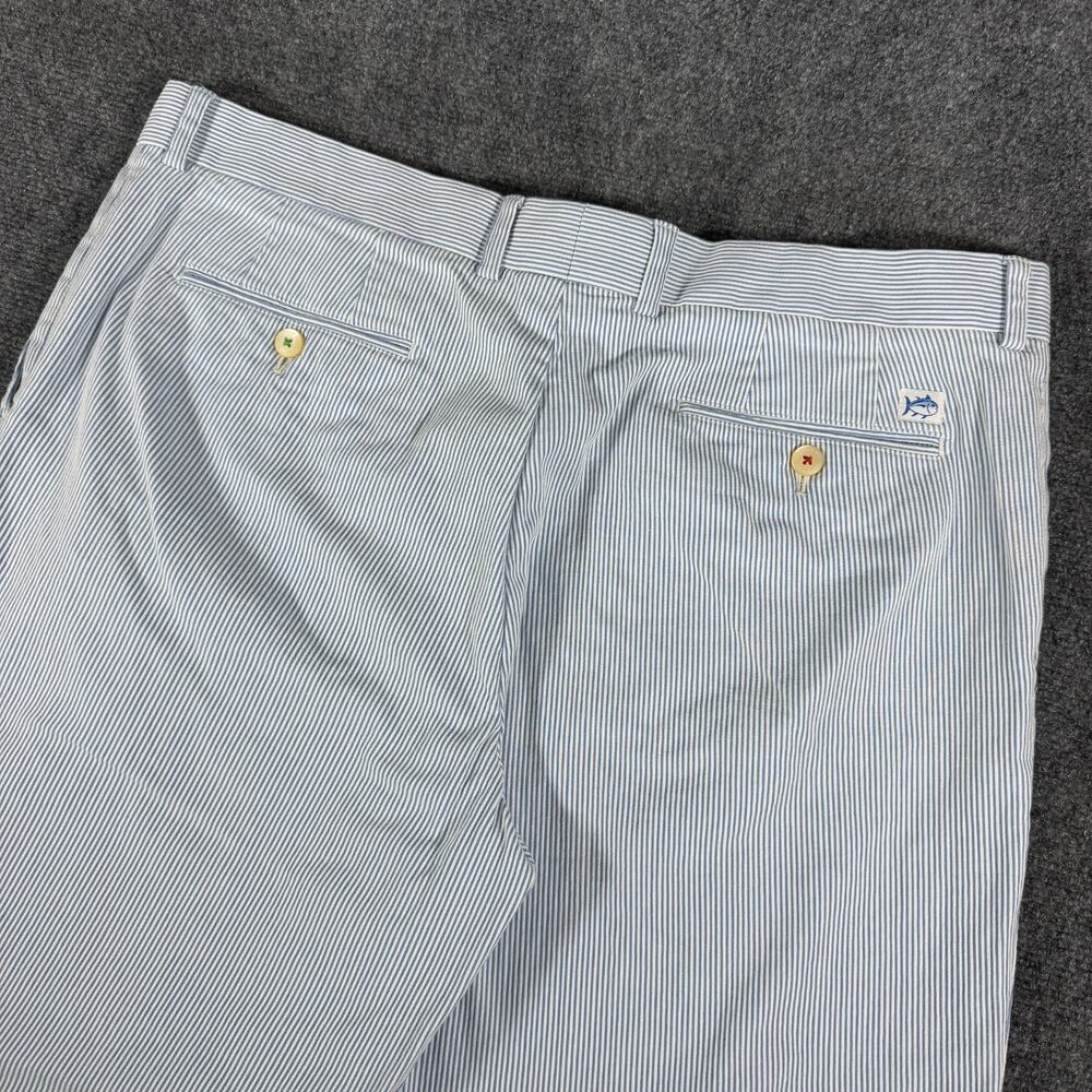 Southern Tide Skipjack Flat Front Corded Seersucker Pants Men's SZ 40 Blue White